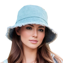(Light Blue) Women\'s Denim Bucket Hat for Summer Outdoor