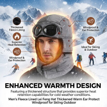 (Gray) Men\'s Fleece Lined Winter Hat for Skiing