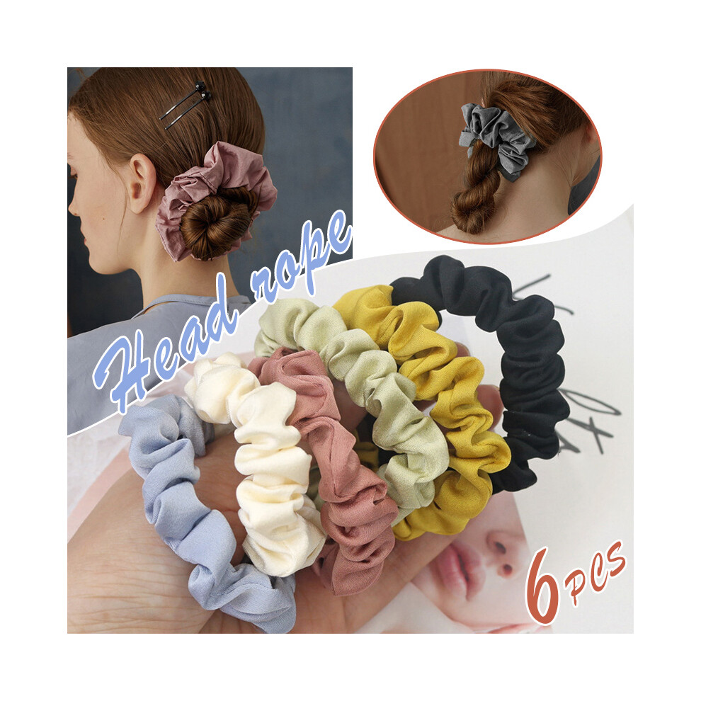Zhouq-Outdoors 6-Color Hair Scrunchie Bands For Women & Girls