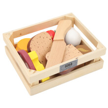 Holz-Spielset mit Spiellebensmitteln - Lindenholz, 14,9x12,3x5,1 cm
