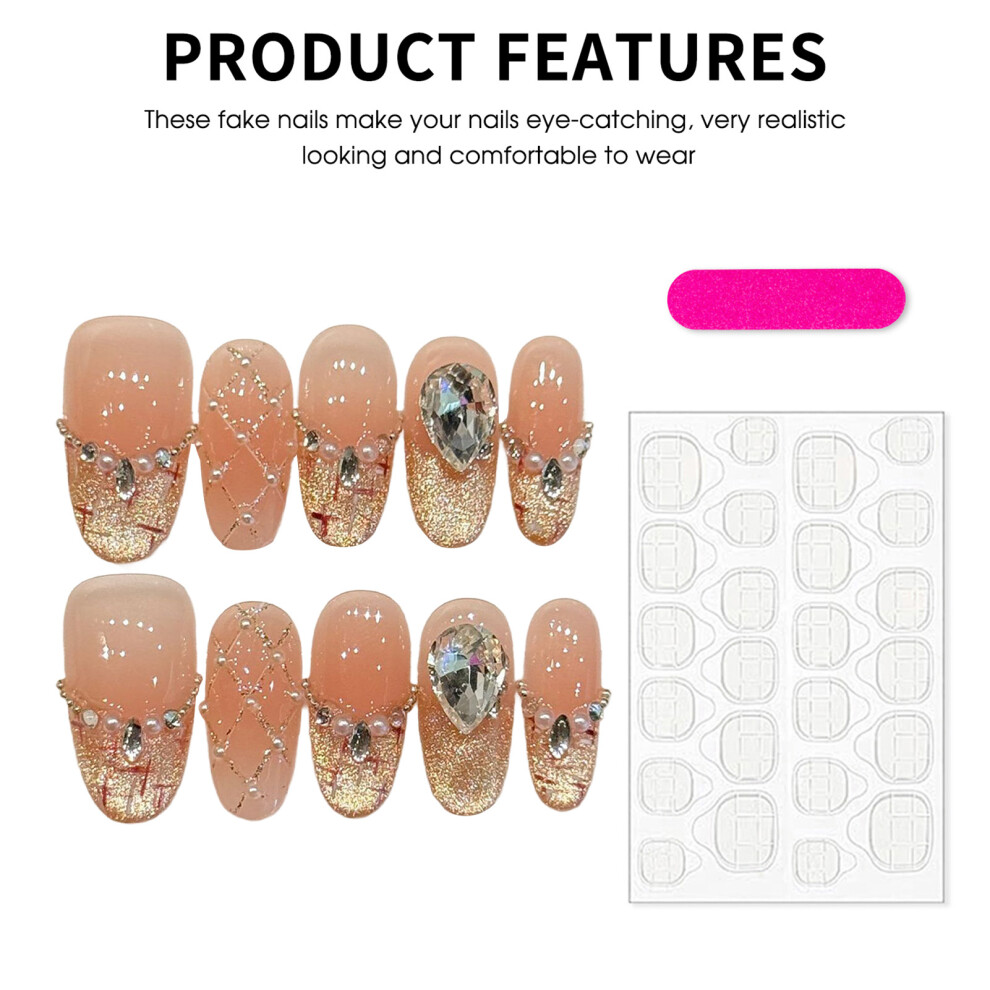 Dachuang Beauty (L) Rose Gold Glitter Short Oval Press On Nails 10Pcs