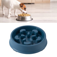Dark Blue Slow Feeder Dog Bowl, Petal Puzzle, Slip-Resistant