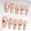 (M) Pink Grid Fake Nails, Chip & Smudge Proof 6