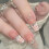 (M) Pink Grid Fake Nails, Chip & Smudge Proof 8
