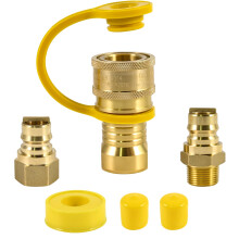 3/4 Inch Brass Natural Gas Quick Connect Fittings Set for Grill, Generator, RV, Fire Pit