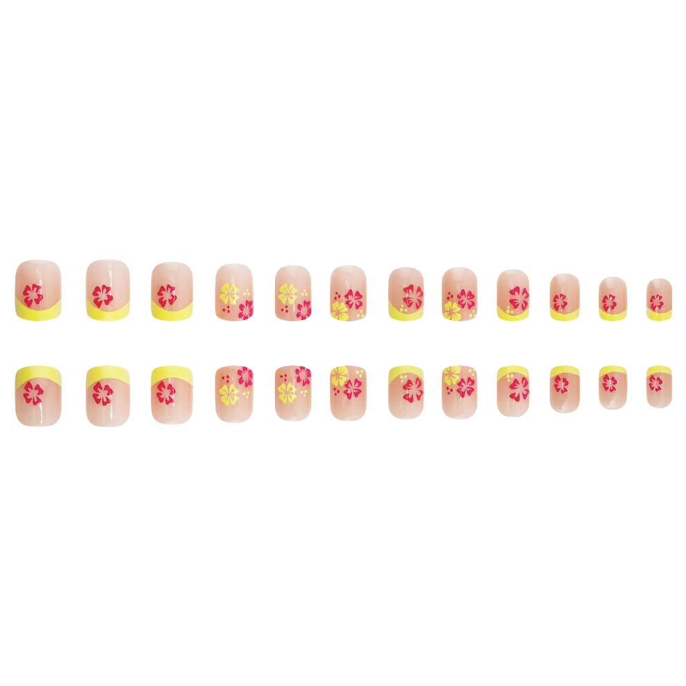 Hue-Grain Stage Fake Nails - Square Nude With Yellow Tip