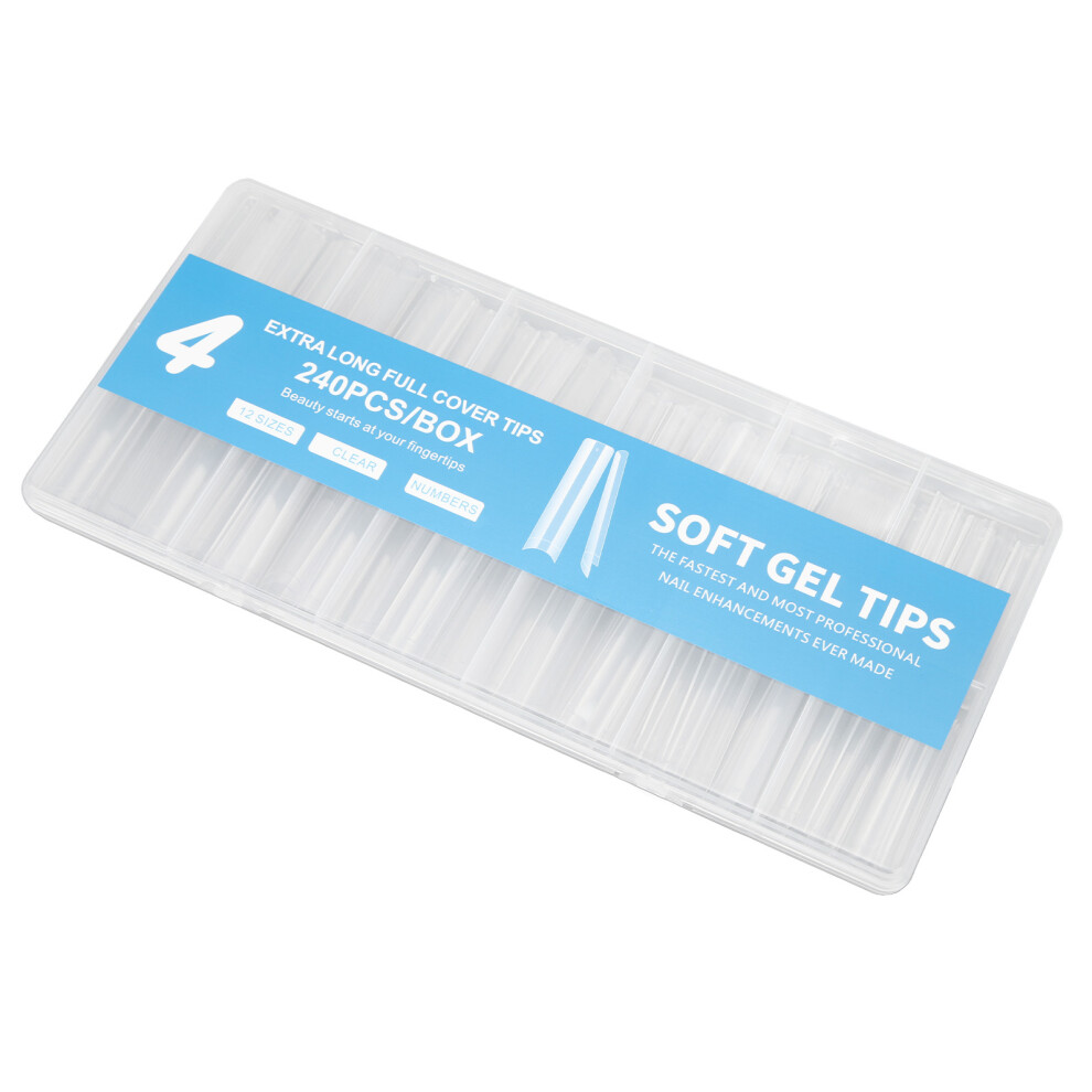 240pcs Transparent Fake Nails Acrylic Extensions Ultra Long Full Cover