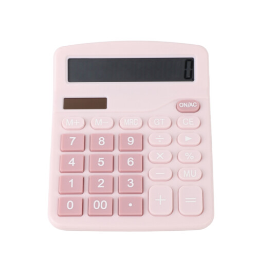 Rosa Solar-Taschenrechner, klein, multifunktional, 1xAA 1