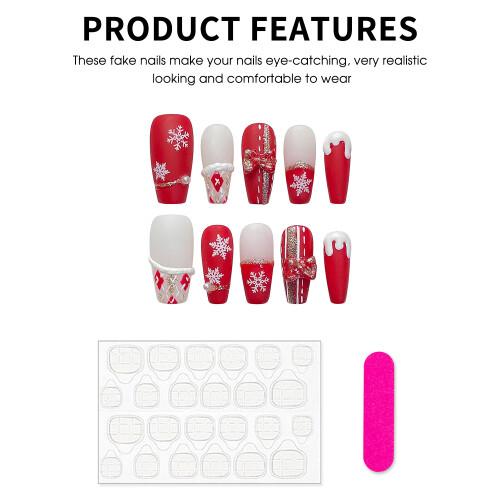 (S) Stage Xmas Nails - Red & White, Easy Apply 1