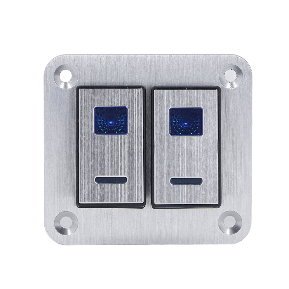 Waterproof 2-Gang On/Off Toggle Switch Panel, 12V-24V, Blue Led 3731389420666