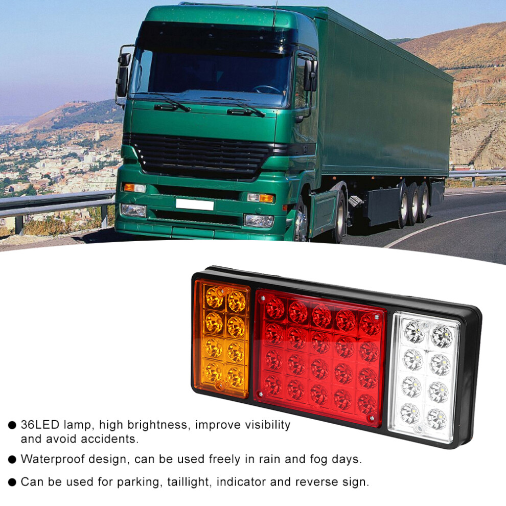 2Pcs 36Led Waterproof Rear Taillights For Trucks, Ute, Caravans, 12V, Red/Amber/White 4921389420714