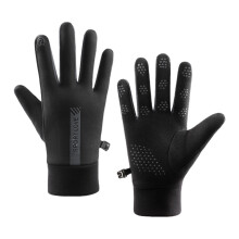 (Black Gray, Man) Windproof Thermal Gloves for Skiing & Cycling