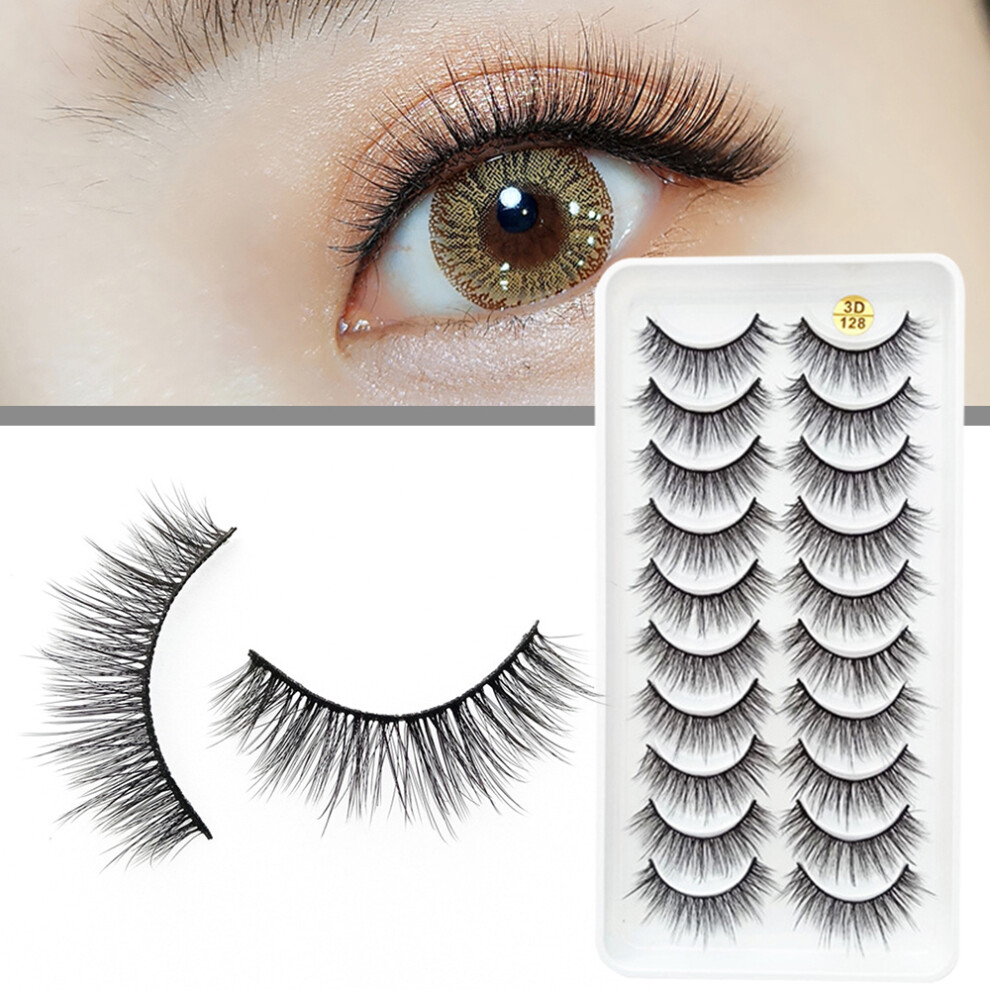 Creation-3C 3D False Eyelashes, 10 Pairs, Natural & Self-Adhesive