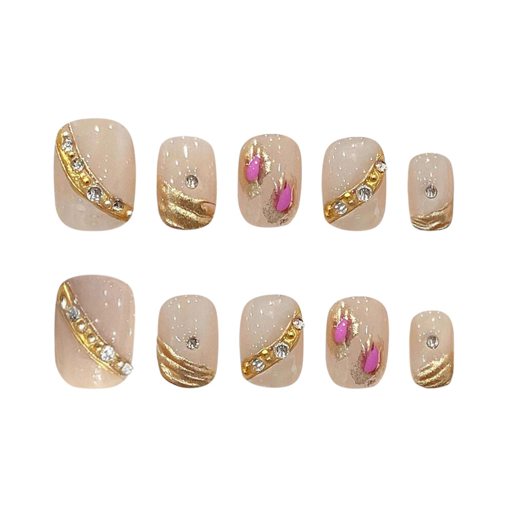 Roc-Electron (S) Glitter Square Fake Nails For Daily & Parties