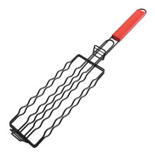 Hot Dog Grill Rack Carbon Steel Nonstick Basket for 67 Sausages Camping BBQ Secure Clips