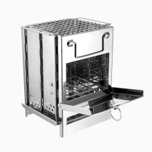 Stainless Steel Portable Charcoal Grill with Carry Bag, Foldable BBQ Grill for Outdoor Camping 27x20x20CM