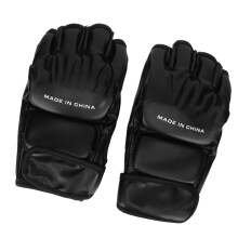Hand Taekwondo Ausrüstung Handschuh Halbfinger, PU,Verstellbares Handgelenk, Schwarz
