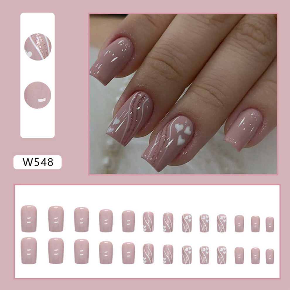 Roc-Electron (Jelly Glue Model) Stage Fake Nails - Durable Pink Lotus Ripple Design