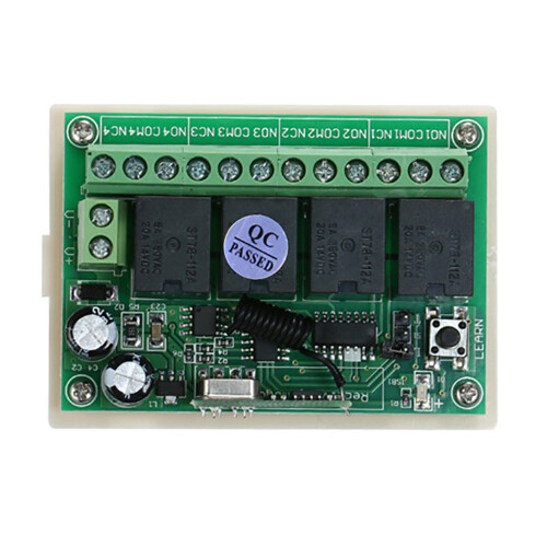 DC 12V 4-Channel Wireless RF Switch Kit with 2 Remotes, 50m Range