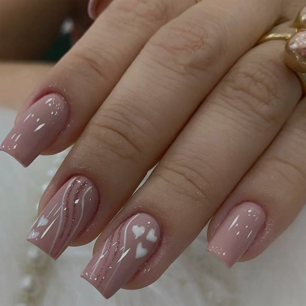 Zhouq-Outdoors (Standard) Stage Fake Nails - Pink Lotus Ripple Design, Durable