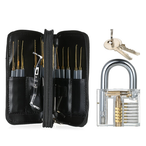 24PCS Lock Picking Set with Transparent Practice Lock for Beginners and Professionals