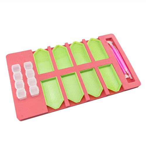 Multi-Function Diamond Painting Tray Holder Set with Drill Pens & Storage (Sizes A-C)