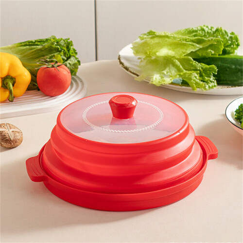 (Clear Red) Foldable Microwave Cover for Storage & Reheating 1