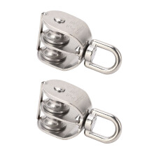 2Pcs Stainless Steel M25 Double Pulley Block 150kg Swivel Wheel