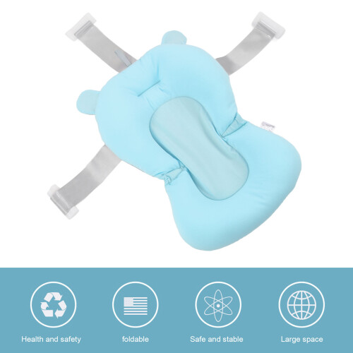 Baby Bath Seat Cushion Blue Bear Floating, Foldable & Adjustable 2