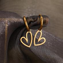 (Gold) Christmas Heart Earrings - Glossy Dangle Gift