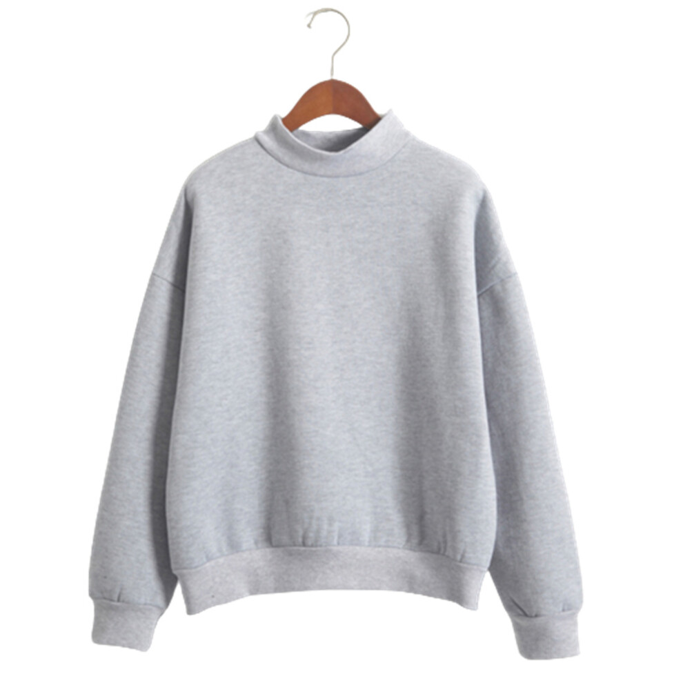 (Gray, L) Women\'s Solid Pullover Sweatshirt