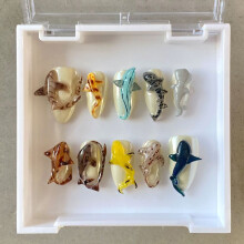 (XS) 10pcs Sea Animal Fake Nails for Summer Beach