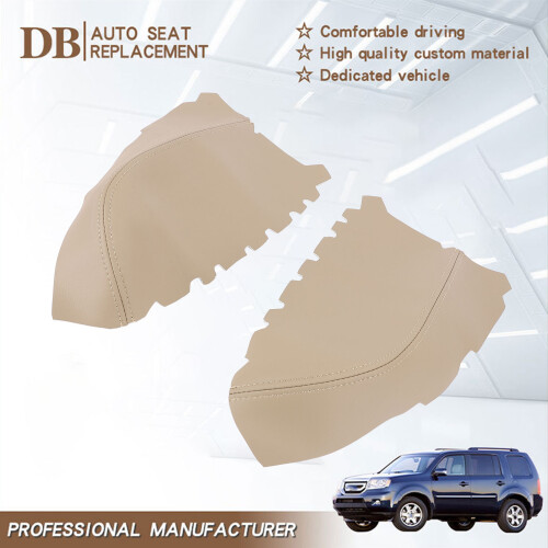 Front Door Panel Armrest Cover Beige Microfiber Leather Durable Scratch-Resistant 2