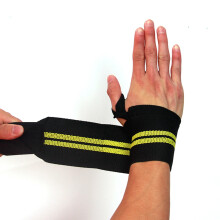 Gewichtheben-Handgelenkbandagen 47x8x1 cm Schwarz-Gelb