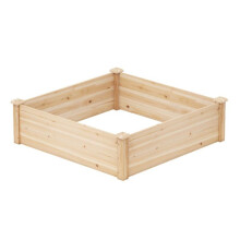 Bac à plantes - HELLOSHOP26 - 102 x 102 x 30 cm - Bois de sapin - Base ouverte - Carré