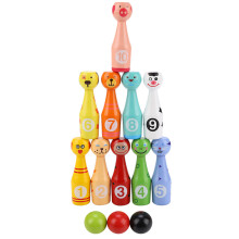 Holz-Tier-Bowling-Flaschen-Set - 12  2,9 cm