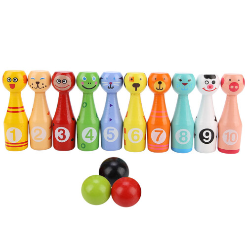 Holz-Tier-Bowling-Flaschen-Set - 12  2,9 cm 1