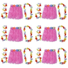 6X Set Children Hawaiian Grass Skirt Hula Luau Party