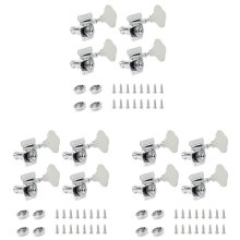 12Pcs Guitar Tuning Pegs Electric Bass Tuner Peg Guitar Open Gear Tuning Pegs Machine Heads for  Jazz Bass Silver