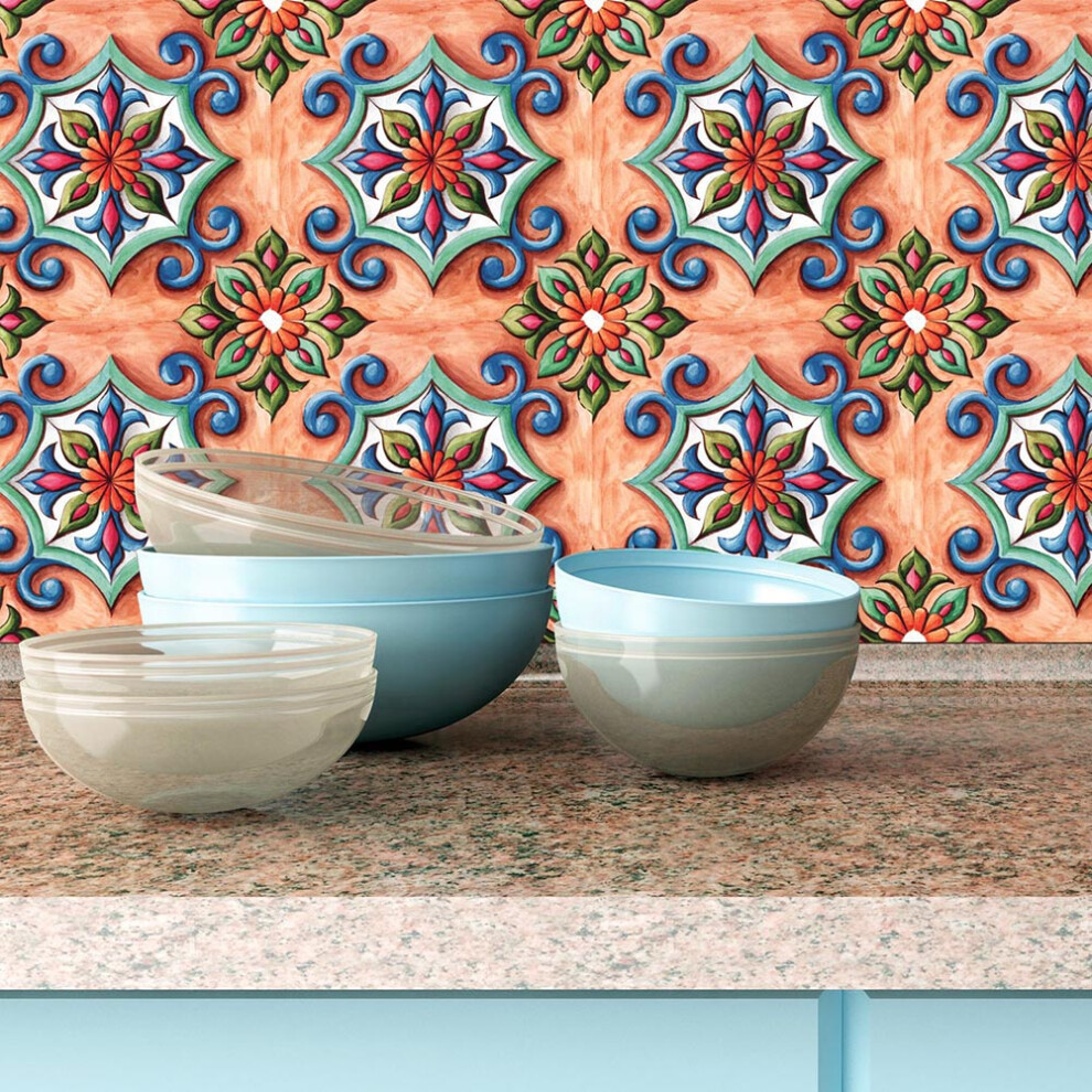 6Pcs Self-Adhesive Pvc Tile Stickers Waterproof 20X20cm For Bathroom Kitchen 4681389432178