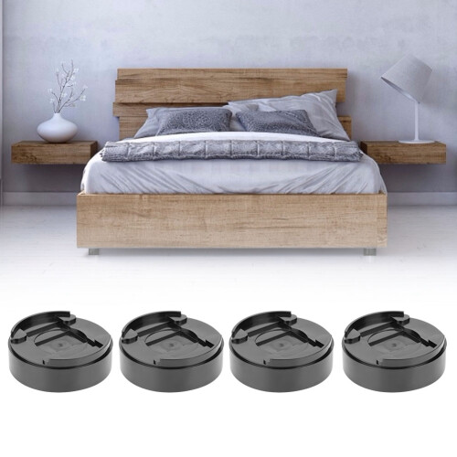 8 Round Plastic Bed Leg Risers Black