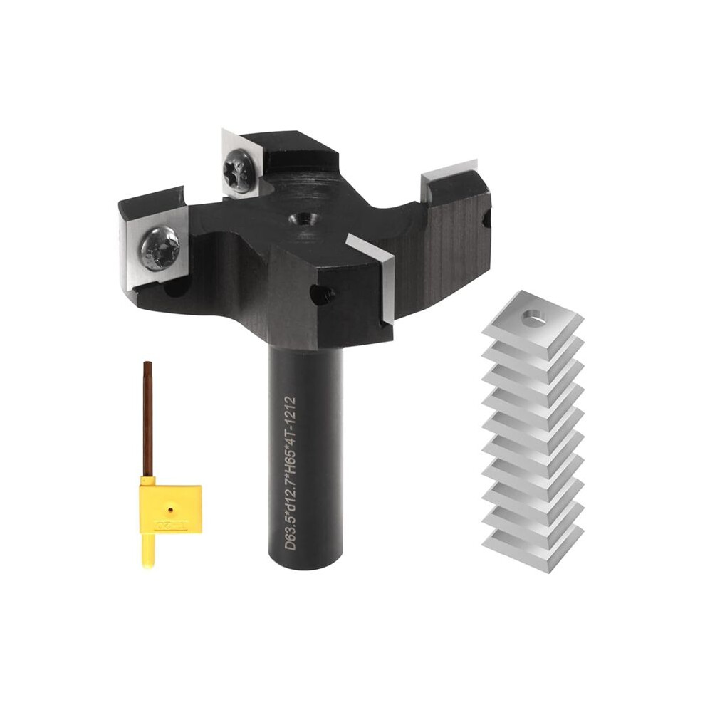 Spoilboard Router Bit 1/2In Shank,4-Wing Insert Planning Bit Slab Flattening Router Bit Milling Cutter With 10 Insert 4714120328109