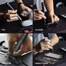 Set di Cacciaviti Elettrici di Precisione Senza Fili con Punte Magnetiche, 5 Coppie di Serraggio 0,52 N, Pinzette e Kit di Riparazione per PC e