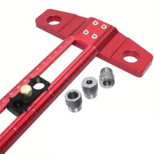 Woodworking 2-In1 Drilling Positioning Scoring Ruler Scriber Marking T Square Dowelling Jig with 6/8/10mm Drill Sleeve A