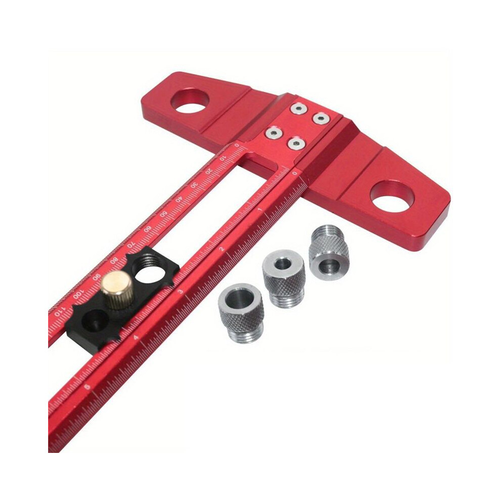 Woodworking 2-In1 Drilling Positioning Scoring Ruler Scriber Marking T Square Dowelling Jig With 6/8/10Mm Drill Sleeve A 4714092353857