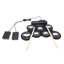 Foldable Electronic Hand Roll Drum Set 43x29cm with Silicone & Wood