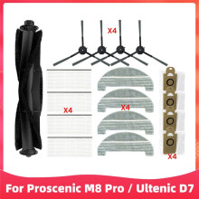For M8 Pro / Ultenic D7 Robot Vacuum Cleaner Spare Part Main Side Brush Hepa Filter Mop Rag Dust Bags