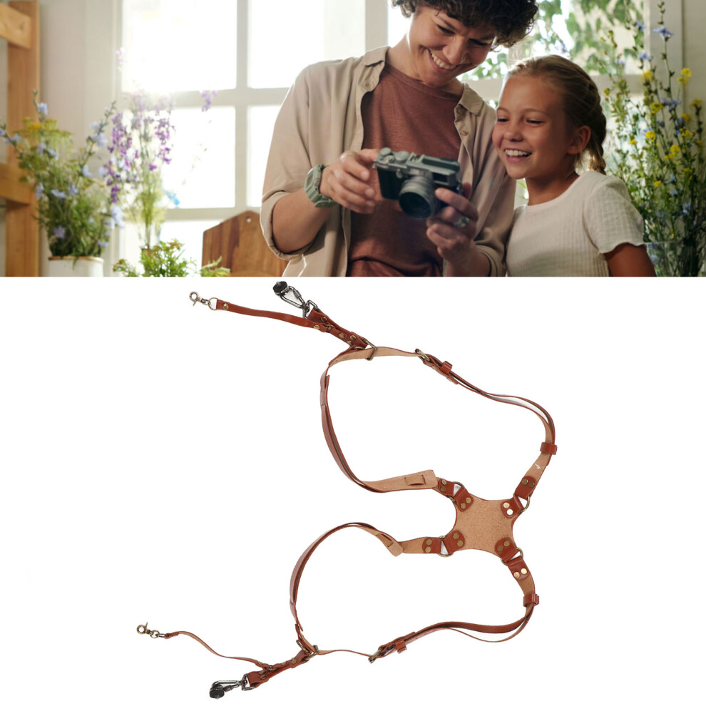 Leather Double Shoulder Camera Harness Strap For Digital & Slr Cameras, Brown 9381389433995