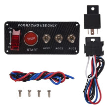 12V Car Ignition  Engine Start Push Button 3 Toggle Racing Panel