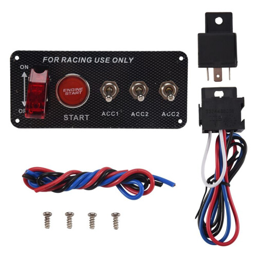 12V Car Ignition  Engine Start Push Button 3 Toggle Racing Panel